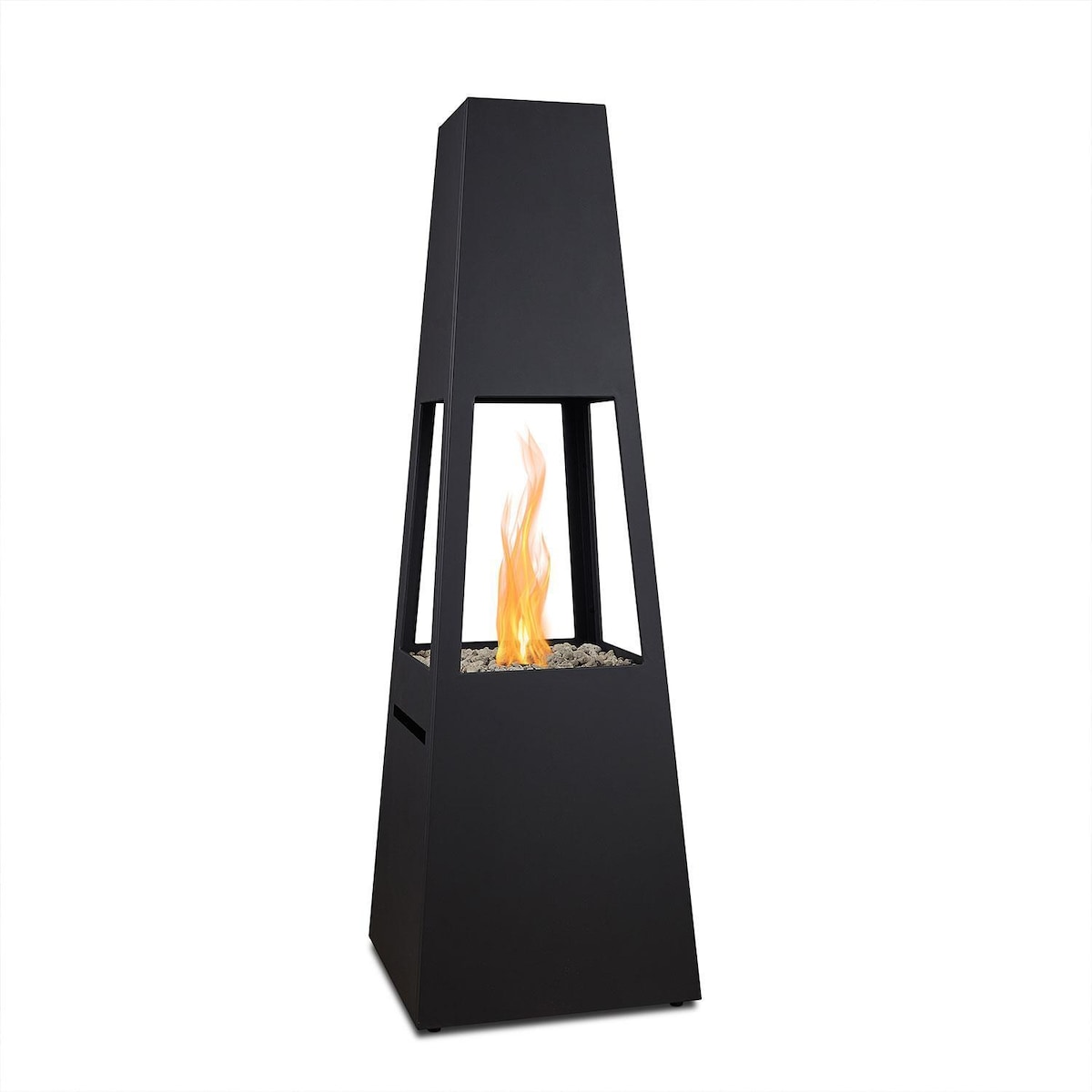 Metal Chiminea 70 Inch Square Propane Fire Pit W/ Hidden Propane Tank in Black by Lakeview Outdoor Designs