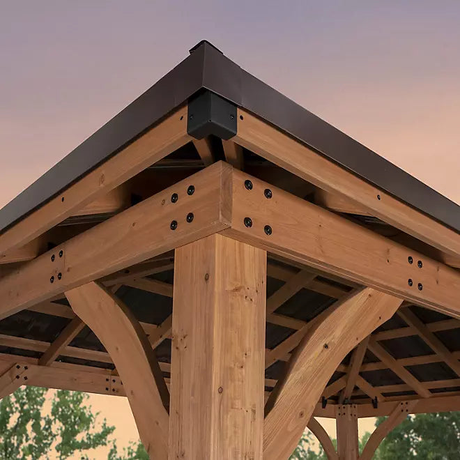 Backyard Discovery 14' x 10' Cordova Light Brown Cedar Gazebo with PowerPort